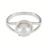 Isabella Contemporary White Solitaire Ring Pearl White
